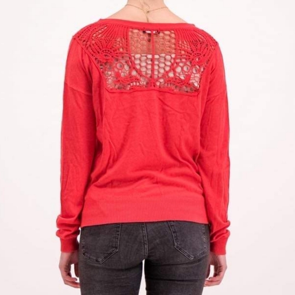 New GUESS CROCHET LACE DETAIL SWEATER SZ S - Picture 3 of 4